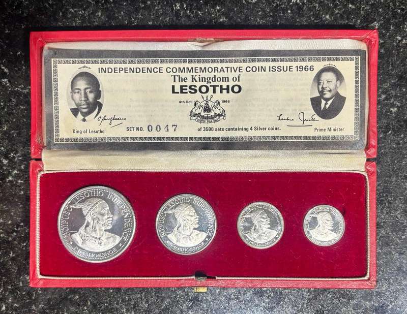 Stunning Lesotho 1966 Silver Proof Set in Original Packaging with Certificate.