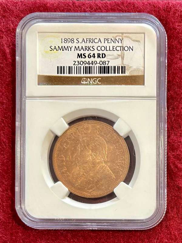 Extremely Scares Graded Uncirculated ZAR 1898 Penny: NGC MS64RD
