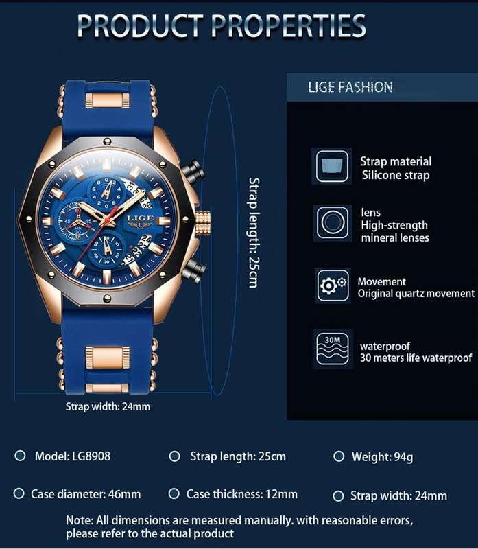 MENS LIGE LG8908 SPORTS WATCH - BRAND NEW IN BOX