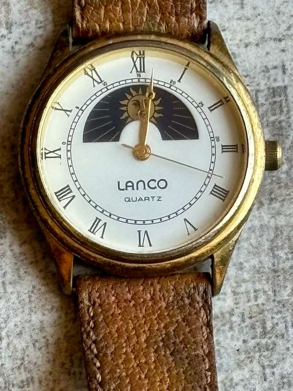 VINTAGE MENS LANCO SUN AND MOON WATCH IN EXCELLENT WORKING CONDITION