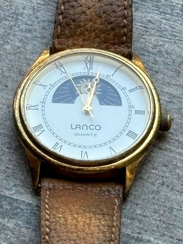 VINTAGE MENS LANCO SUN AND MOON WATCH IN EXCELLENT WORKING CONDITION