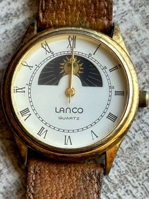 VINTAGE MENS LANCO SUN AND MOON WATCH IN EXCELLENT WORKING CONDITION