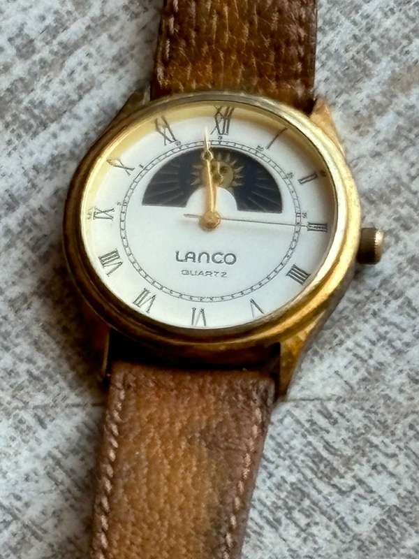 VINTAGE MENS LANCO SUN AND MOON WATCH IN EXCELLENT WORKING CONDITION