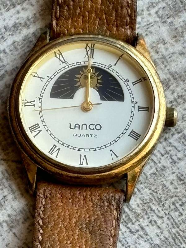 VINTAGE MENS LANCO SUN AND MOON WATCH IN EXCELLENT WORKING CONDITION