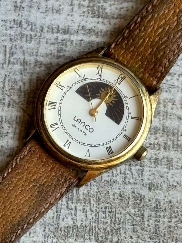 VINTAGE MENS LANCO SUN AND MOON WATCH IN EXCELLENT WORKING CONDITION