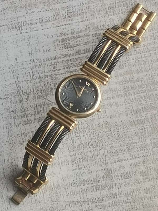 STUNNING LADIES MICHEL HERBELIN GOLD AND BLACK CABLE WATCH IN EXCL WORKING COND - VALUED OVER R15K