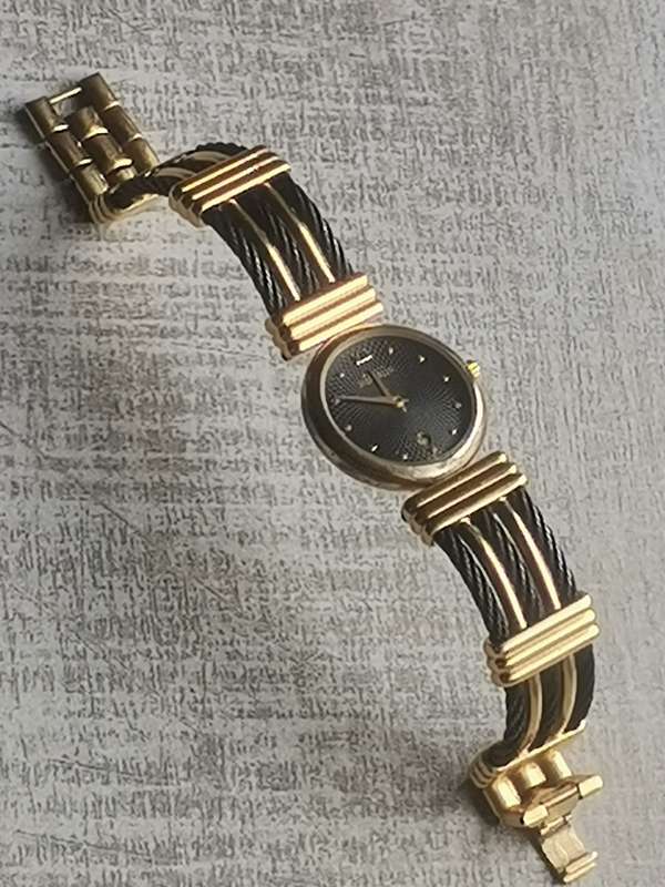 STUNNING LADIES MICHEL HERBELIN GOLD AND BLACK CABLE WATCH IN EXCL WORKING COND - VALUED OVER R15K