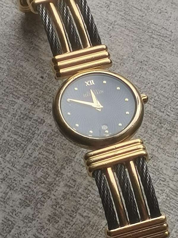 STUNNING LADIES MICHEL HERBELIN GOLD AND BLACK CABLE WATCH IN EXCL WORKING COND - VALUED OVER R15K