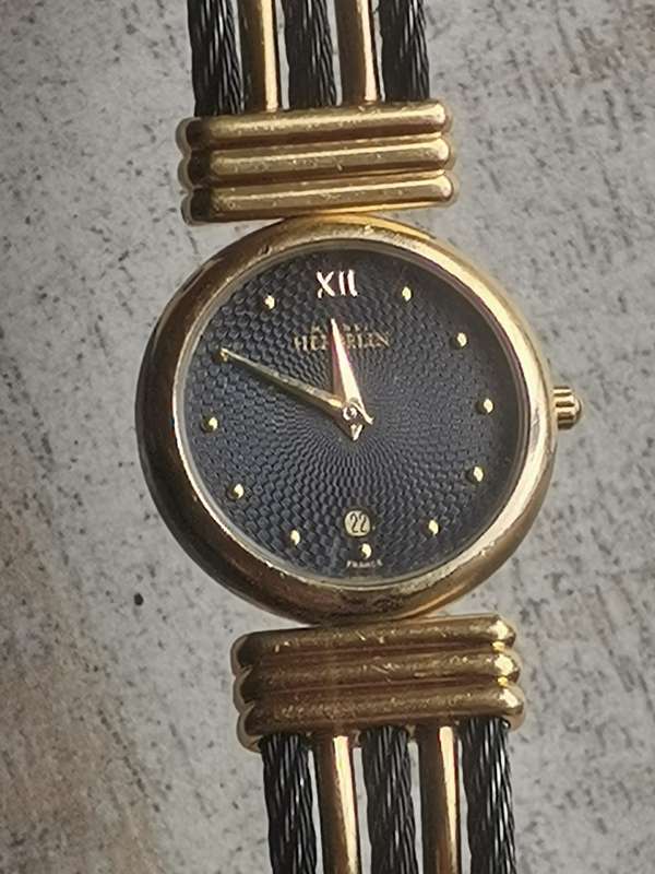 STUNNING LADIES MICHEL HERBELIN GOLD AND BLACK CABLE WATCH IN EXCL WORKING COND - VALUED OVER R15K