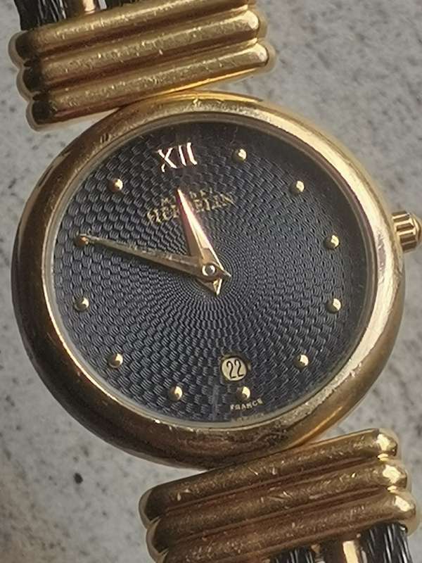 STUNNING LADIES MICHEL HERBELIN GOLD AND BLACK CABLE WATCH IN EXCL WORKING COND - VALUED OVER R15K