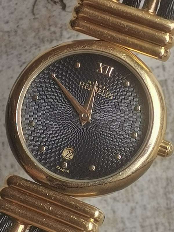 STUNNING LADIES MICHEL HERBELIN GOLD AND BLACK CABLE WATCH IN EXCL WORKING COND - VALUED OVER R15K
