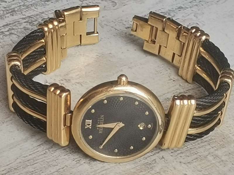 STUNNING LADIES MICHEL HERBELIN GOLD AND BLACK CABLE WATCH IN EXCL WORKING COND - VALUED OVER R15K