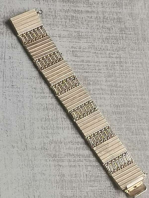 RARE VINTAGE HIGH-END 25MM WIDE MENS GOLD BRACELET FROM THE 60s/70s WEIGHT 62.2G