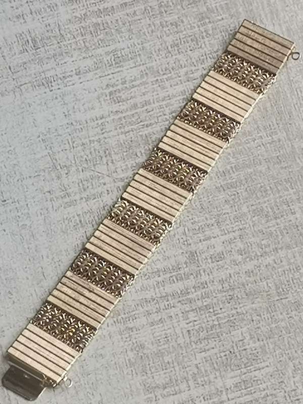 RARE VINTAGE HIGH-END 25MM WIDE MENS GOLD BRACELET FROM THE 60s/70s WEIGHT 62.2G