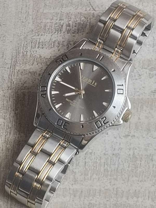MENS FULL STAINLESS STEEL ARAMIS WATCH WITH ROTATING BEZEL IN EXCELLENT WORKING CONDITION