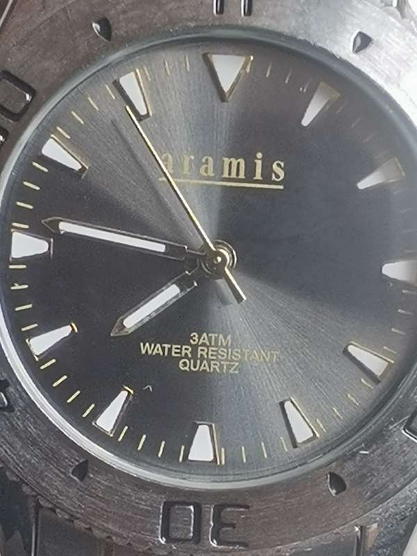 MENS FULL STAINLESS STEEL ARAMIS WATCH WITH ROTATING BEZEL IN EXCELLENT WORKING CONDITION