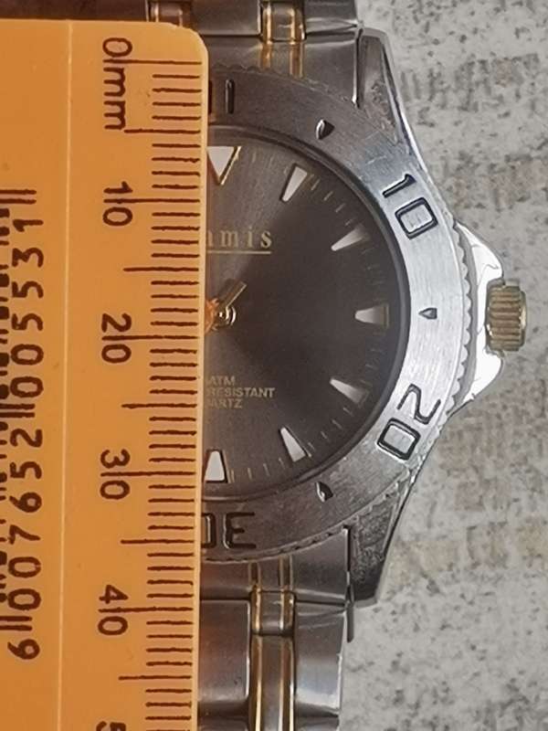 MENS FULL STAINLESS STEEL ARAMIS WATCH WITH ROTATING BEZEL IN EXCELLENT WORKING CONDITION