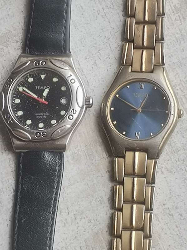 MENS TEMPO WATCHES BOTH IN EXCELLENT WORKING CONDITION - BIDDING FOR BOTH
