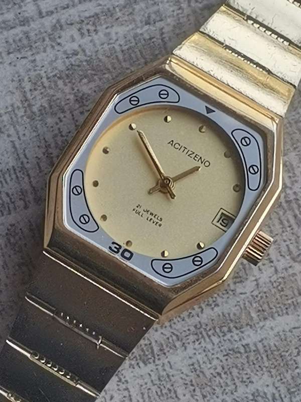 MENS VINTAGE ACITIZENO GOLD ELECTROPLATED WIND WATCH IN EXCELLENT WORKING CONDITION