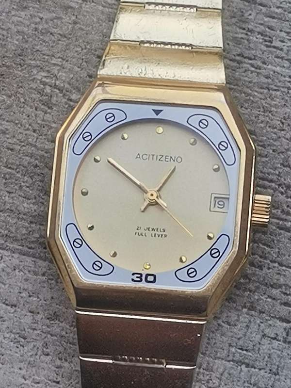 MENS VINTAGE ACITIZENO GOLD ELECTROPLATED WIND WATCH IN EXCELLENT WORKING CONDITION