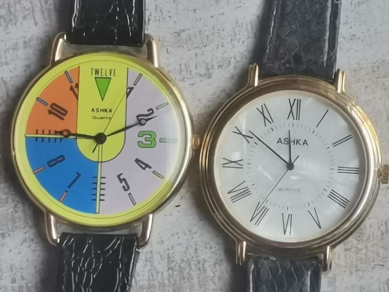 LADIES ASHIKA WATCH SET WITH HUGE DIALS IN EXCELLENT WORKING CONDITION - BIDDING FOR BOTH WATCHES