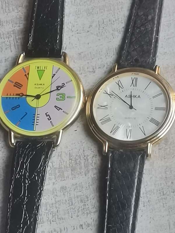 LADIES ASHIKA WATCH SET WITH HUGE DIALS IN EXCELLENT WORKING CONDITION - BIDDING FOR BOTH WATCHES