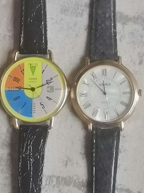 LADIES ASHIKA WATCH SET WITH HUGE DIALS IN EXCELLENT WORKING CONDITION - BIDDING FOR BOTH WATCHES