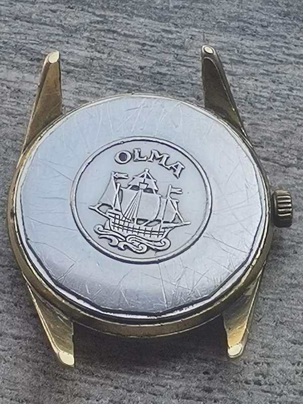 MENS VINTAGE OLMA CARAVELLE AUTOMATIC 25 JEWELS 20 MICRON GOLD WATCH FOR RESTORATION OR REPAIRS