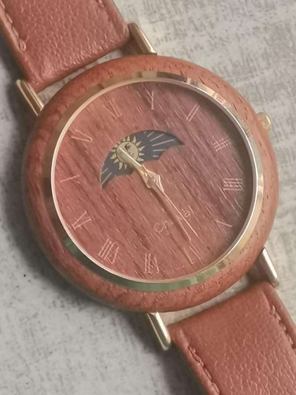 MENS CHEVAL WOOD SUN AND MOON WATCH IN EXCELLENT WORKING CONDITION