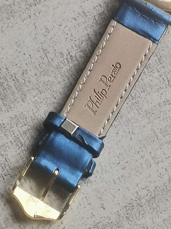LADIES ALL BLUE PHILIP PERSIO SWISS MADE WATCH IN EXCELLENT WORKING CONDITION