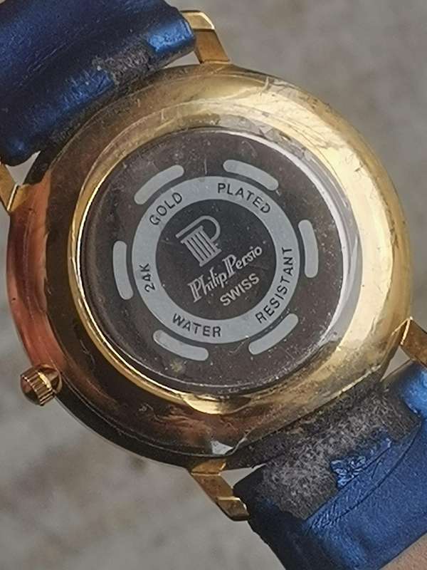 LADIES ALL BLUE PHILIP PERSIO SWISS MADE WATCH IN EXCELLENT WORKING CONDITION