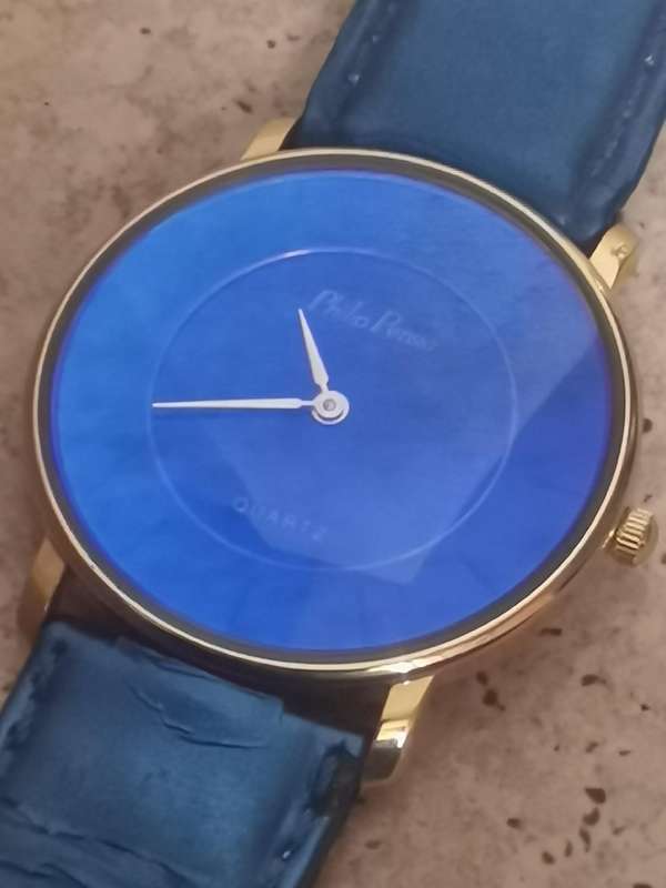 LADIES ALL BLUE PHILIP PERSIO SWISS MADE WATCH IN EXCELLENT WORKING CONDITION