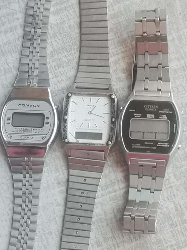 MENS VINTAGE DIGITAL WATCH COLLECTION - CITIZEN, LANCO AND CONVOY - BIDDING FOR ALL 3 WATCHES