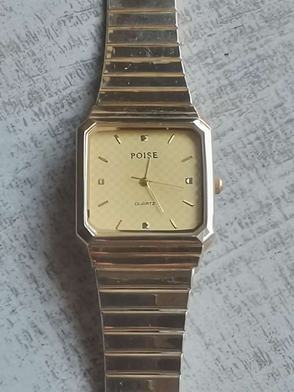 MENS VINTAGE POISE GOLD PLATED WATCH IN EXCELLENT WORKING CONDITION