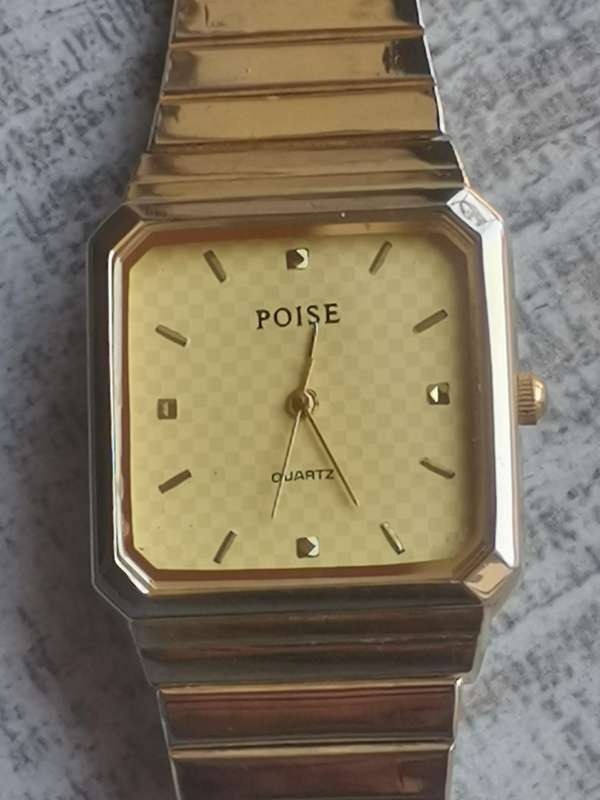 MENS VINTAGE POISE GOLD PLATED WATCH IN EXCELLENT WORKING CONDITION