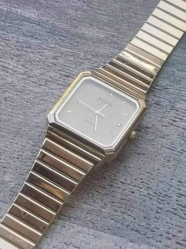 MENS VINTAGE POISE GOLD PLATED WATCH IN EXCELLENT WORKING CONDITION