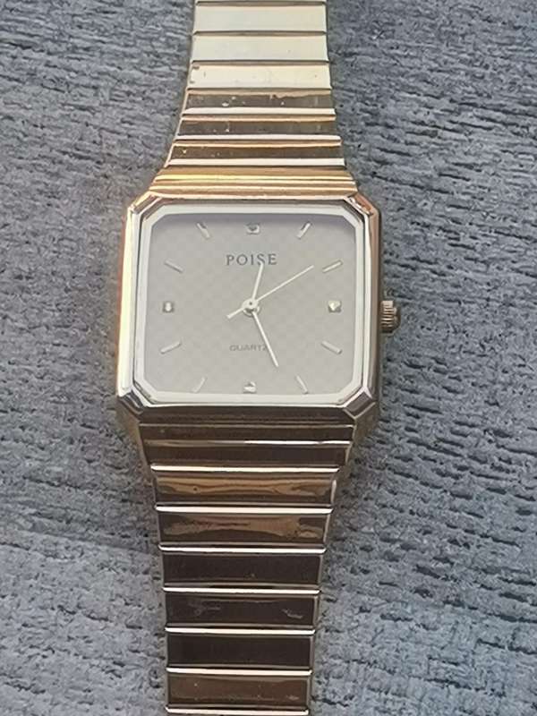 MENS VINTAGE POISE GOLD PLATED WATCH IN EXCELLENT WORKING CONDITION