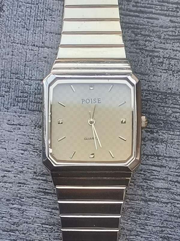 MENS VINTAGE POISE GOLD PLATED WATCH IN EXCELLENT WORKING CONDITION