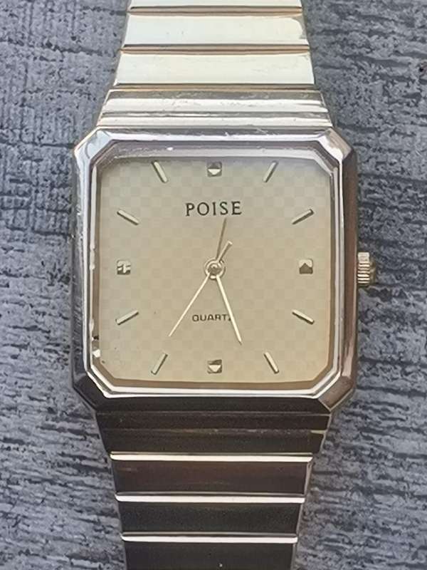 MENS VINTAGE POISE GOLD PLATED WATCH IN EXCELLENT WORKING CONDITION