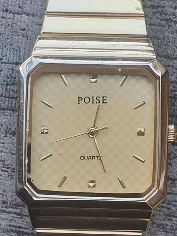 MENS VINTAGE POISE GOLD PLATED WATCH IN EXCELLENT WORKING CONDITION