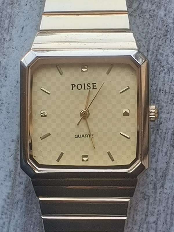MENS VINTAGE POISE GOLD PLATED WATCH IN EXCELLENT WORKING CONDITION