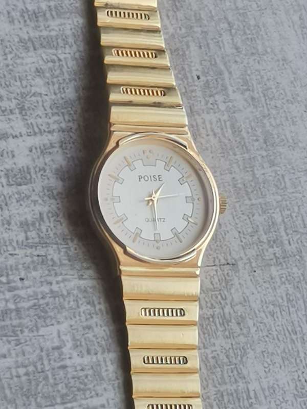 MENS VINTAGE POISE GOLD PLATED WATCH IN EXCELLENT WORKING CONDITION