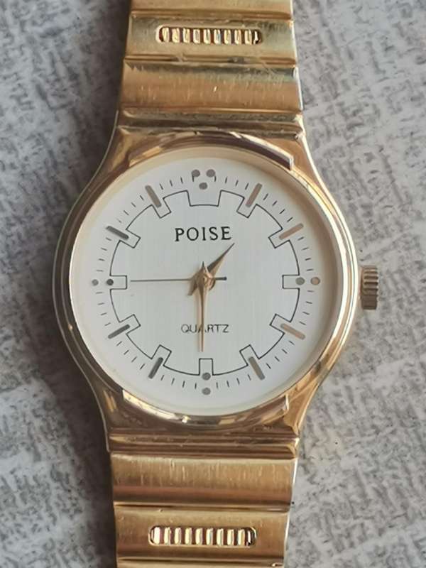 MENS VINTAGE POISE GOLD PLATED WATCH IN EXCELLENT WORKING CONDITION