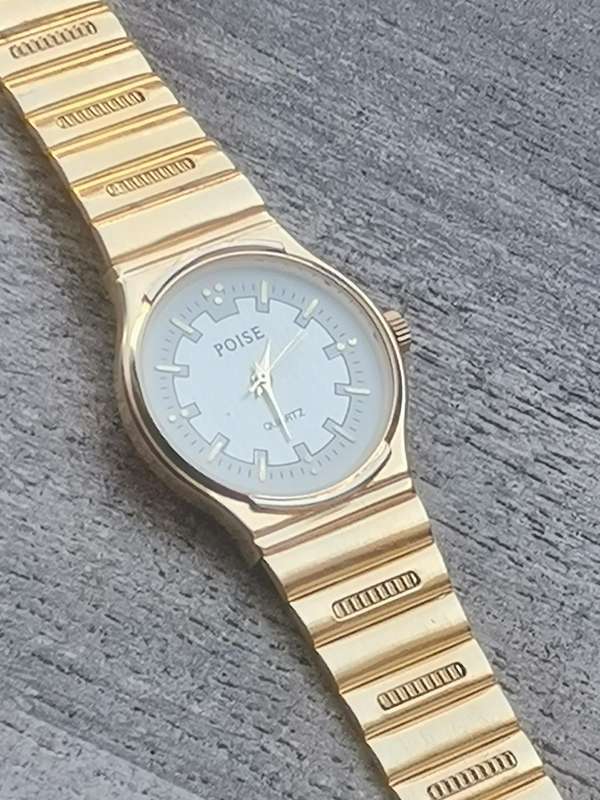 MENS VINTAGE POISE GOLD PLATED WATCH IN EXCELLENT WORKING CONDITION