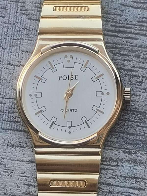 MENS VINTAGE POISE GOLD PLATED WATCH IN EXCELLENT WORKING CONDITION
