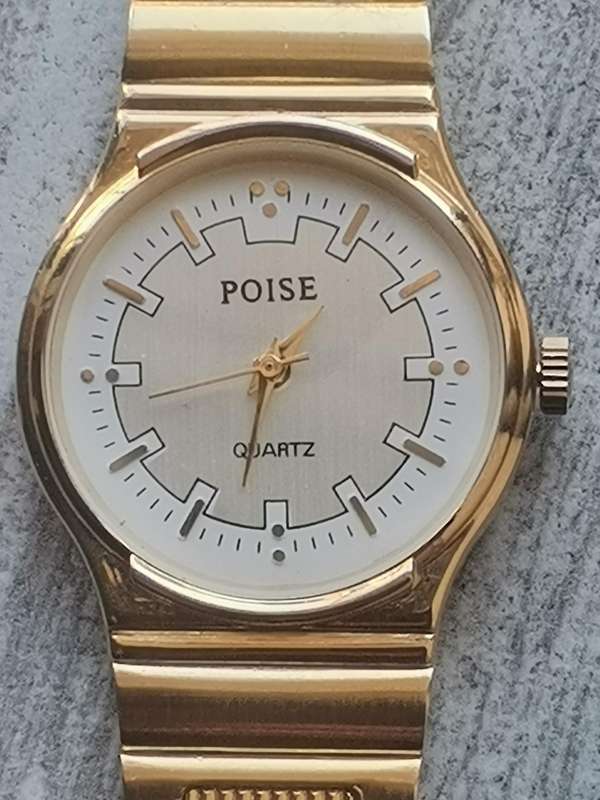 MENS VINTAGE POISE GOLD PLATED WATCH IN EXCELLENT WORKING CONDITION