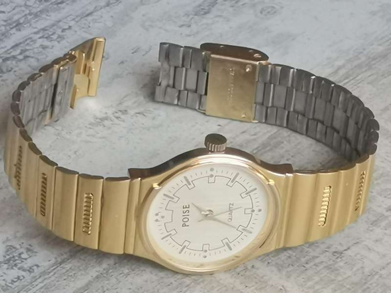 MENS VINTAGE POISE GOLD PLATED WATCH IN EXCELLENT WORKING CONDITION