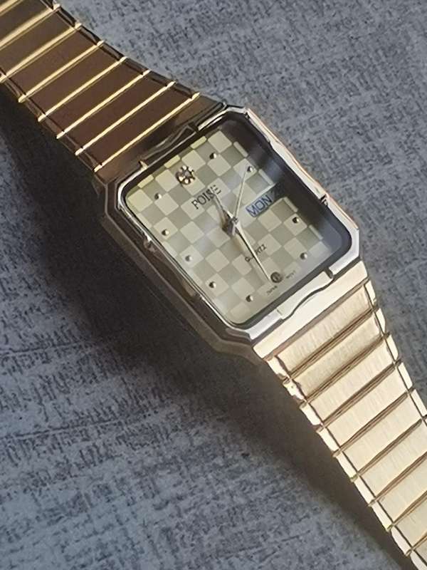 MENS POISE GOLD PLATED WATCH WITH DAY/DATE FUNCTION IN EXCELLENT WORKING CONDITION