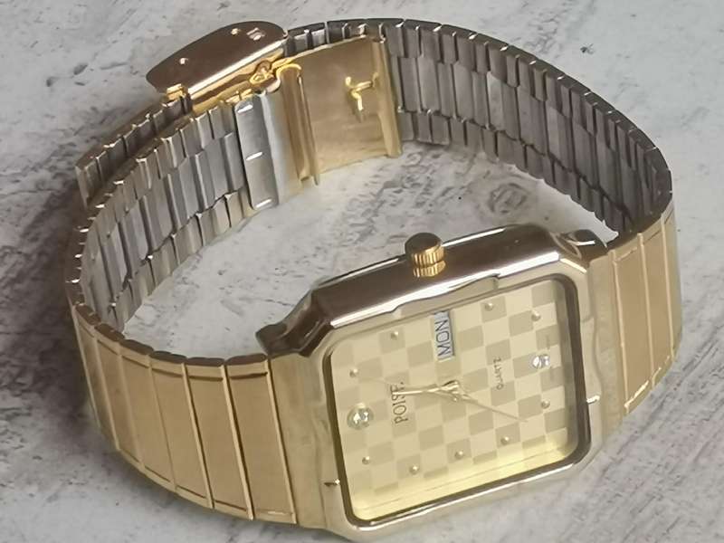 MENS POISE GOLD PLATED WATCH WITH DAY/DATE FUNCTION IN EXCELLENT WORKING CONDITION