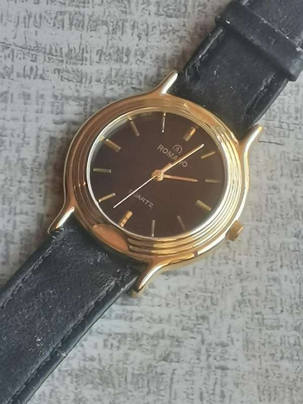 MENS VINTAGE ROMANO 18K GOLD PLATED WATCH IN EXCELLENT WORKING CONDITION
